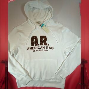 NWT American Rag Hoodie Sweatshirt Adult XL Pouch Pocket WHITE NEW front‎ Logo